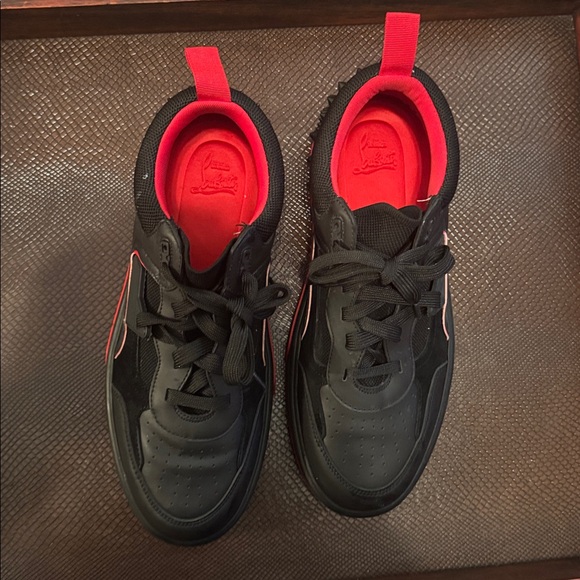 Christian Louboutin Black and Red Spiked Sneakers - Picture 5 of 5